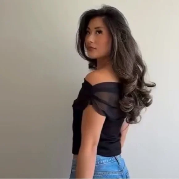 Marcella NYC Cabrini Top European Ponte & Mesh Drape Top Medium - Picture 10 of 16